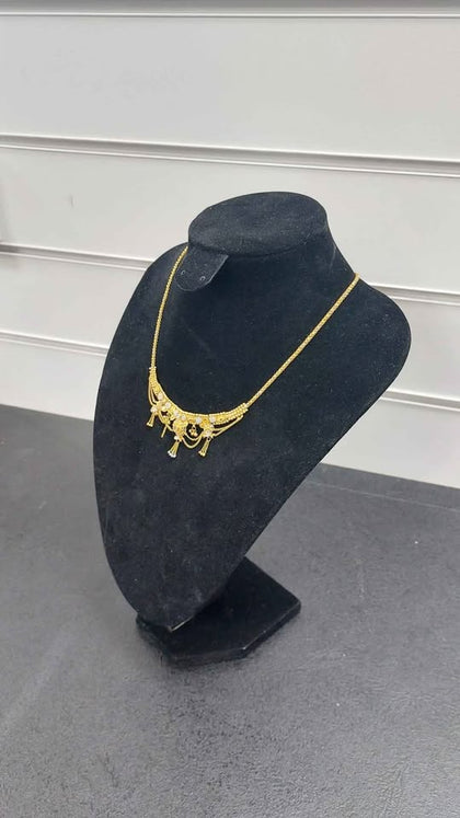 916 22k YELLOW GOLD, MEDIUM PENDANT, DUAL LINK CHAIN, 16