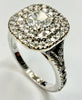 18ct white gold double halo ring size J
