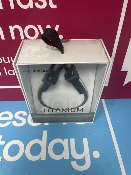 Aftershokz Trekz Titanium - Headphones with Mic - Open Ear - Behind-the-neck Mount - Bluetooth - Wireless - Black, Slate Gray