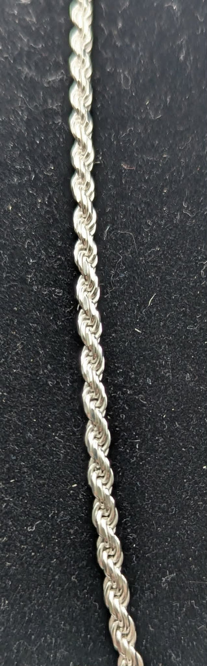 925 HALLMARKED, SILVER, ROPE CHAIN W/ LOBSTER LOCK, 24