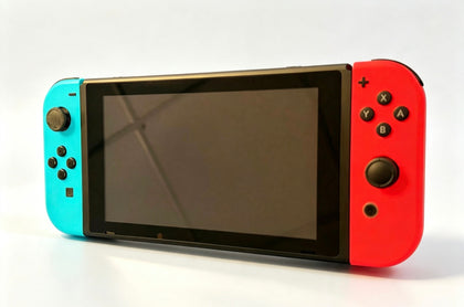 nintendo switch console red and blue joycons joy con