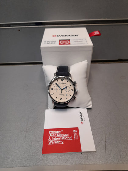 Wenger Watch Urban Metro Chrono Mens Blue and Cream