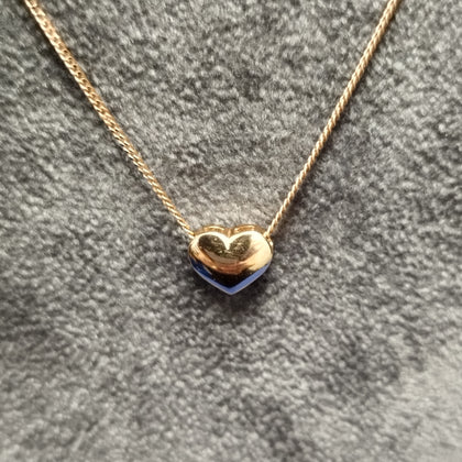14ct Gold Tight Curb Chain & Heart Pendant Necklace