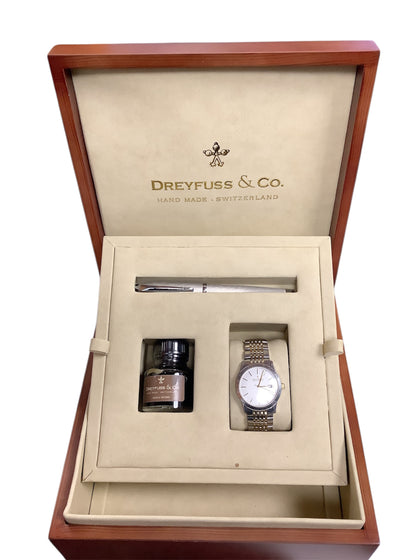 Dreyfuss & Co hand made Swiss two tone luxury quartz watch with gift set