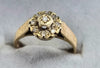 9ct Gold Diamond Flower Ring Size "N"