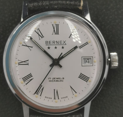Bernex Incabloc 1960s Men's Manual Quartz Watch - Leather Strap - Boxed