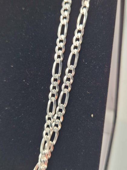 925 Sterling Silver 3-In-1 Figaro Chain Necklace - 4mm Thick - 17.50 Grams - 24
