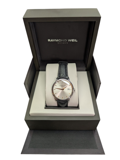 RAYMOND WEIL WATCH BOXED BLACK LEATHER LEATER STRAP