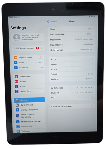 Apple Ipad 6Th Gen Tablet