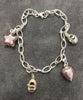 Jens Aagaard Silver Oval Link Bracelet with Silver & Glass/Enamel Charms