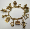 9ct Gold Vintage Charm Bracelet with Heart Padlock Clasp