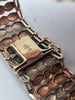 9ct Tri-Tone Gold Florentine Wide Bracelet - 8" Long - 12.24 Grams
