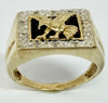 9ct gold eagle signet ring with onyx and diamond size T