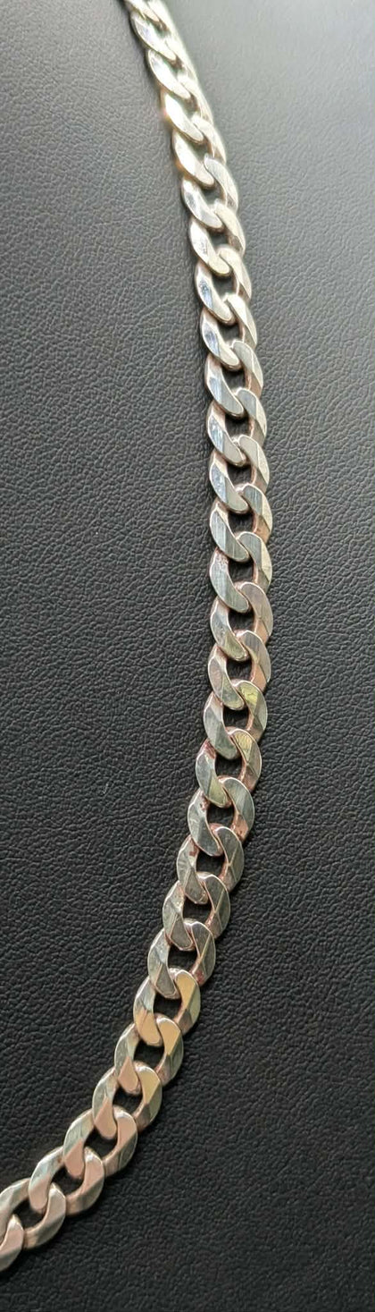 925 HALLAMRKED SILVER, THIN CURBED CHAIN W/ LOBSTER LOCK, 20