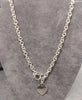 925 Sterling Silver Chunky Toggle Clasp & Heart Tag Necklace - 18"  49G