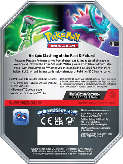 Official Pokémon TCG: Paradox Clash Tin (Walking Wake EX).