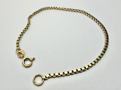 9ct yellow gold box chain bracelet 7.5