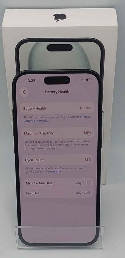 Apple iPhone 15 128GB Black / Unlocked / Boxed / 86% Battery Health