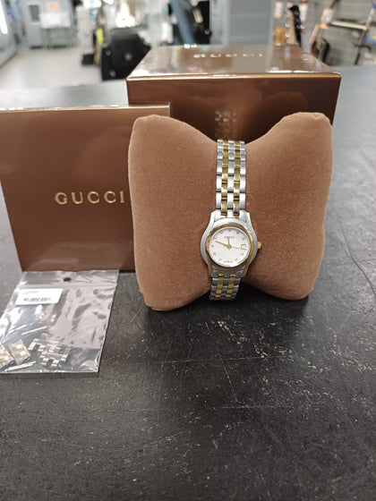 Gucci 5500l Stainless Steel And Gold Plated Wristwatch, Bracelet Strap