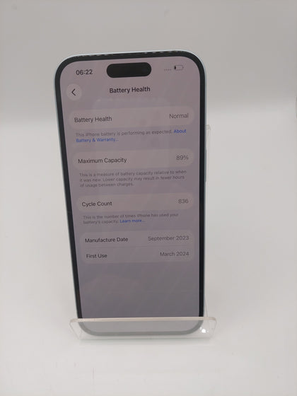 Apple iPhone 15 128GB blue Unlocked 89% Battery Health