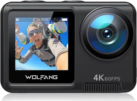 WOLFANG GA300 4K60FPS Action Camera 24MP Waterproof 40M Underwater Camera EIS Stabilization WiFi Wide Angle Helmet Camera (external Microphone, Remote