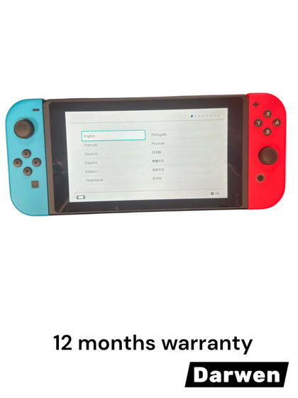 Nintendo Switch Case with Neon Red & Blue Joy-Cons Boxed