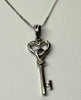 9ct white gold necklace with key pendant 18"