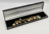 **SALE** 9CT HALLMARKED, YELLOW GOLD 8 9CT CHARMS & HEART SHAPED CLASP ON CRUBED CHAIN, 20.2G, 3-7"