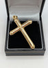 14CT Hallmarked 585, Yellow Gold, Two-Tone Tubular Crucifix Pendant, 2", 2.81G