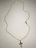 9CT Gold Chain and Cross Pendant with Multicoloured Stones 18”