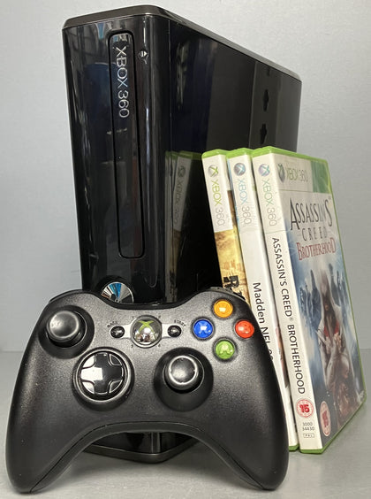 Microsoft Xbox 360s Slim 250GB Console Bundle ( + Assassin's Creed Brotherhood, Madden NFL 09, Rage Anarchy Edition ) ** Unboxed **