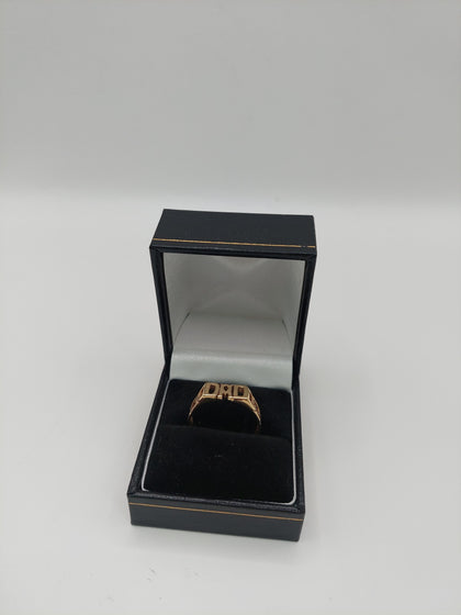 9k Gold Ring DAD 2.7G weight Size T Hallmarked(375)&Tested