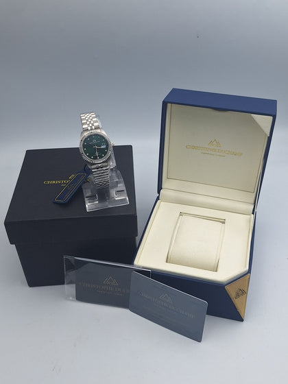 **LIKE NEW** Christophe duchamp elysees CD7201-13 ladies green dial quartz watch with cards and box