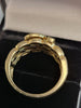 9ct Yellow Gold Buckle Ring with Clear Stones. - Size S - 11.15g