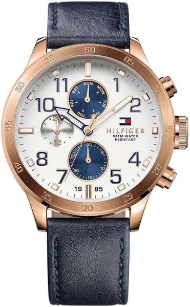 Tommy Hilfiger Men's Trent Blue Leather Strap Chronograph Watch