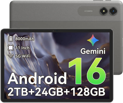 TABWEE T50 Tablet Android 16 – 24GB RAM+128GB Unisoc T7250 & Gemini AI 90Hz Display Tablet 11 Zoll PC mit 8000mAh 5G WiFi Widevine L1 GPS