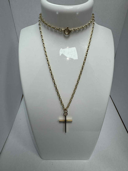 9ct gold chain+cross (6.55g)