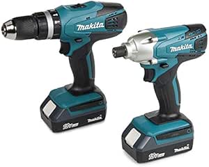 Makita Cordless Combi Drill and Impact Driver Set with 2 Batteries