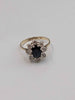 9ct Yellow Gold Cubic Zirconia And Sapphire Cluster Ring - 2.63 Grams - Size R