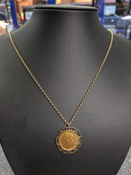 1898 Full Sovereign Pendant & 24