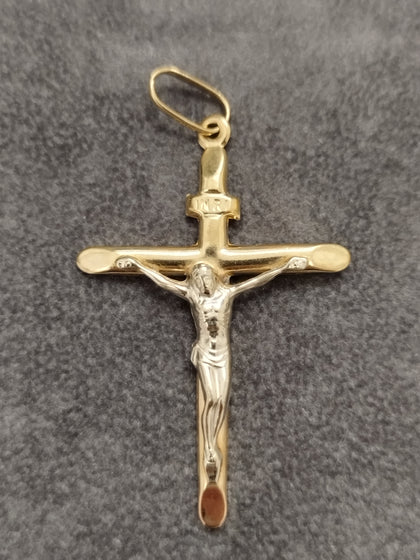 9ct Yellow & White Gold Crucifix