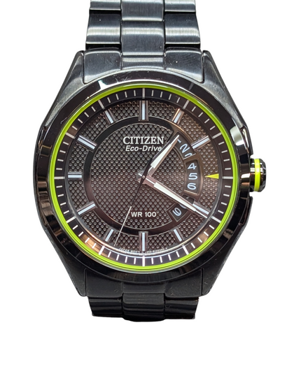 CITIZEN ECO DRIVE WATCH  BLACK/GREEN BOXED PRESTON STORE