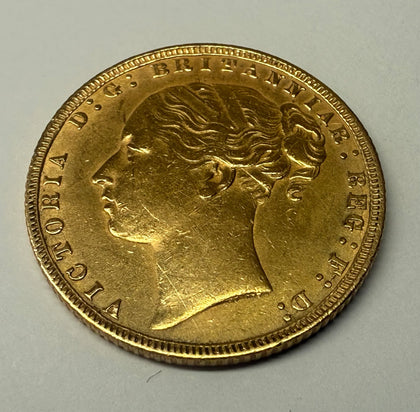 22CT GOLD 1872 QUEEN VICTORIA FULL SOVEREIGN COIN