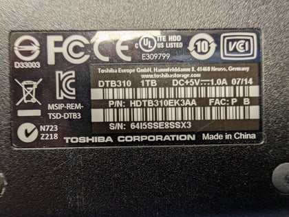 Toshiba 1TB Hard Drive Black