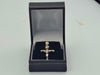 Vintage Yellow Gold Tubular Cross Crucifix Charm Pendant - 0.99 Grams