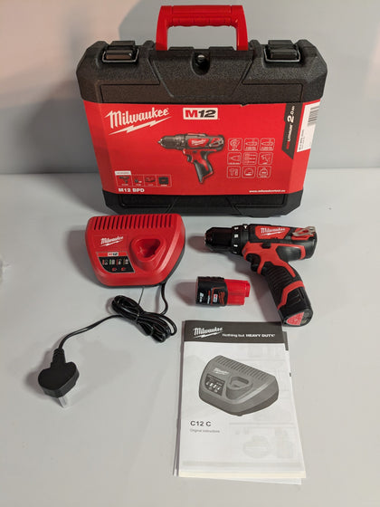 Milwaukee M12 BPD-202C Cordless Percussion Drill 12V 2 x 2.0Ah Li-Ion