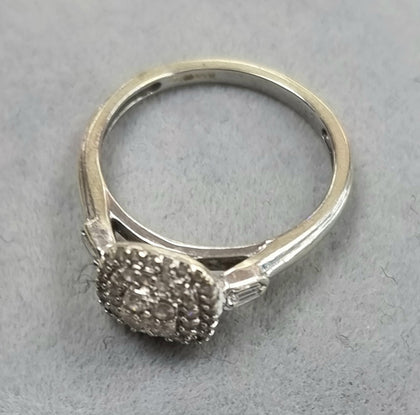 9ct White Gold Diamond Ring Size L1/2