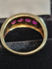 9ct Yellow Gold Ring with Red & Clear Stones - Size T - 4.43g