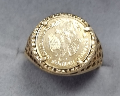 9ct Yellow Gold Ring Rare Estados Unidos Mexicanos & Emperador