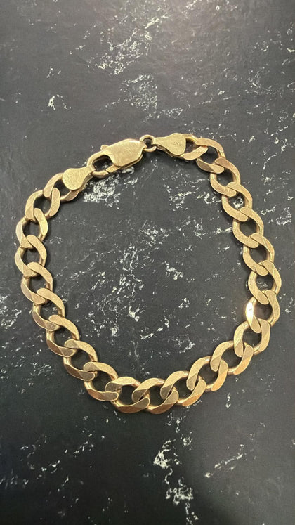 9ct Yellow Gold Curb Chain Bracelet 7.5
